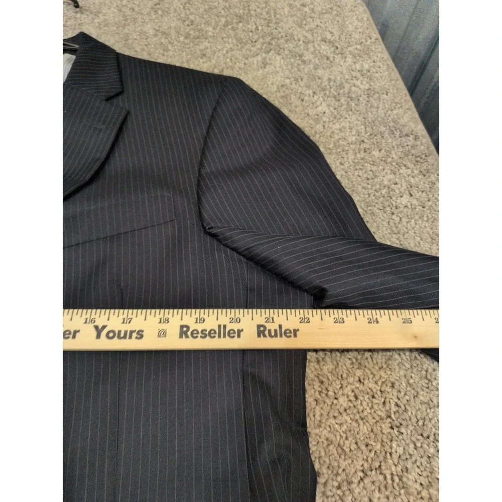 Tommy Hilfiger Mens Navy Blue Pinstripe‎ 100% Wool Two Button Blazer Jacket 42R